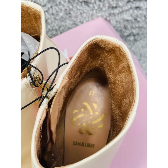 Sam Libby Carlson Womens Vanilla Ankle Boots Chunky Round High Heels Size 11 Nwb - Picture 6 of 9